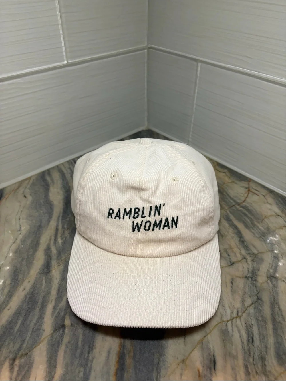 Seager Hat Cap Snap Back Womens Adjustable Light Cream Corduroy Ramblin Woman
